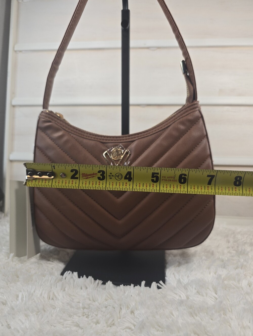 Valentino Orlandi Brown Quilted Shoulder Bag with Gold Logo - Picture 11 of 16